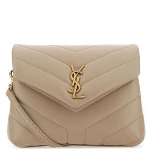 YSL TOY LOULOU MATELASSE QUILTED LEATHER Shoulder bag in dark Beige tan